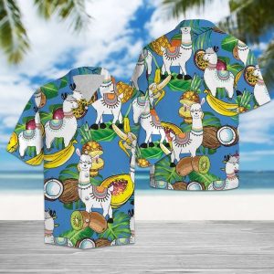 Llama Love Fruit Hawaiian Shirt Summer Button Up