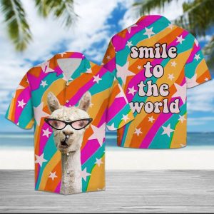Llama Smile To The World Hawaiian Shirt Summer Button Up
