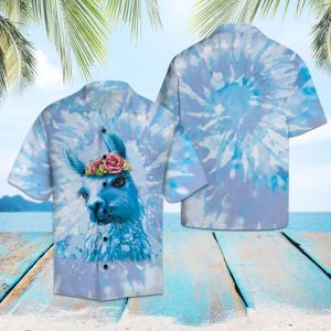 Llama Tie Dye Hawaiian Shirt Summer Button Up