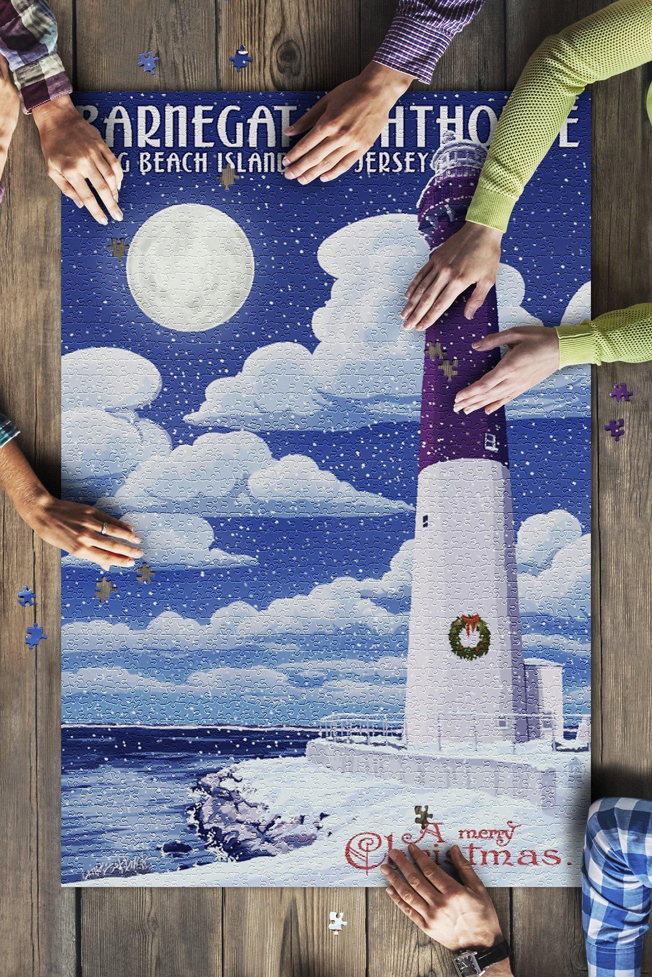 Long Beach Island, New Jersey Barnegat Lighthouse Christmas Scene Jigsaw Puzzle Set Long Beach Island, New Jersey Barnegat Lighthouse Christmas Scene Jigsaw Puzzle Set