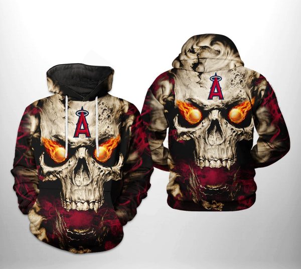 Los Angeles Angels MLB Skull 3D Printed Hoodie/Zipper Hoodie