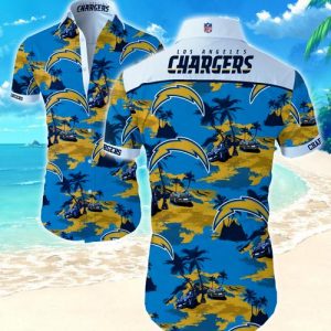Los Angeles Chargers Coconut Tree Hawaiian Shirt Summer Button Up