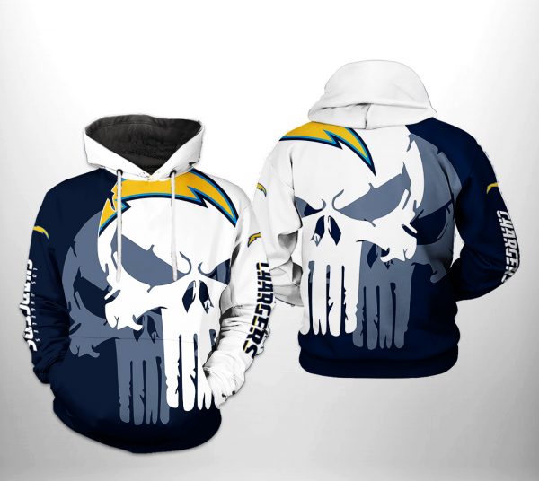 Los Angeles Chargers NFL Team Skull 3D Printed Hoodie/Zipper Hoodie