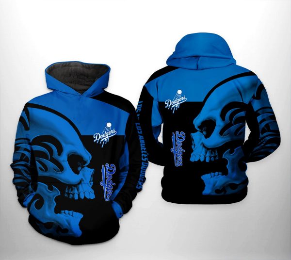 Los Angeles Dodgers MLB Skull 3D Printed Hoodie/Zipper Hoodie