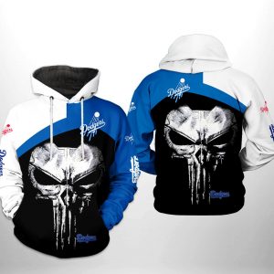 Los Angeles Dodgers MLB Skull Punisher 3D Printed Hoodie/Zipper Hoodie