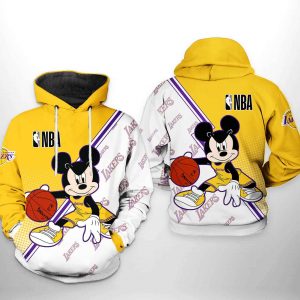 Los Angeles Lakers NBA Mickey 3D Printed Hoodie/Zipper Hoodie