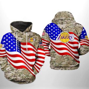 Los Angeles Lakers NBA US Flag Camo Veteran Team 3D Printed Hoodie/Zipper Hoodie