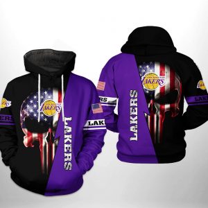 Los Angeles Lakers NBA US Flag Skull Team 3D Printed Hoodie/Zipper Hoodie