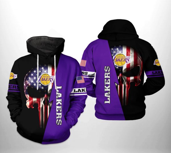 Los Angeles Lakers NBA US Flag Skull Team 3D Printed Hoodie/Zipper Hoodie