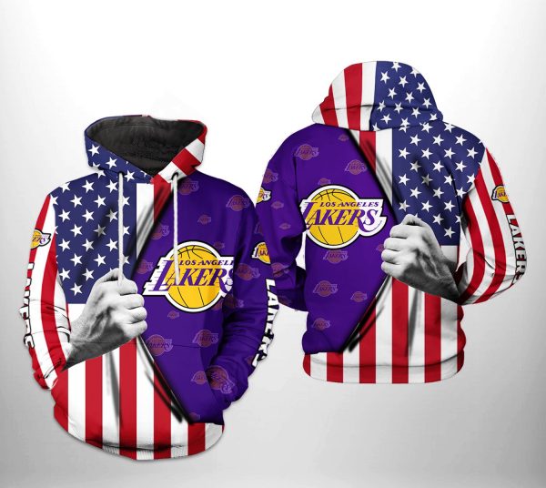 Los Angeles Lakers NBA US Flag Team 3D Printed Hoodie/Zipper Hoodie