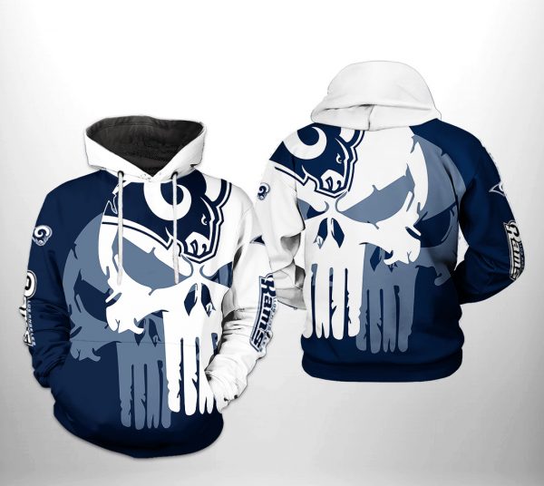 Los Angeles Rams NFL Team Skull 3D Printed Hoodie/Zipper Hoodie