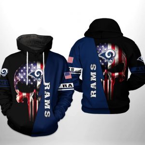 Los Angeles Rams NFL US Flag Skull Team 3D Printed Hoodie/Zipper Hoodie