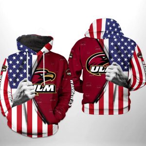 Louisiana Monroe Warhawks NCAA US Flag 3D Printed Hoodie/Zipper Hoodie
