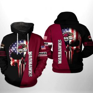 Louisiana Monroe Warhawks NCAA US Flag Skull 3D Printed Hoodie/Zipper Hoodie