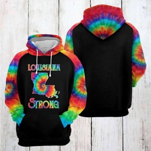 Louisiana Strong Tie Dye 3D Printed Hoodie/Zipper Hoodie