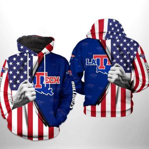 Louisiana Tech Bulldogs NCAA US Flag 3D Printed Hoodie/Zipper Hoodie