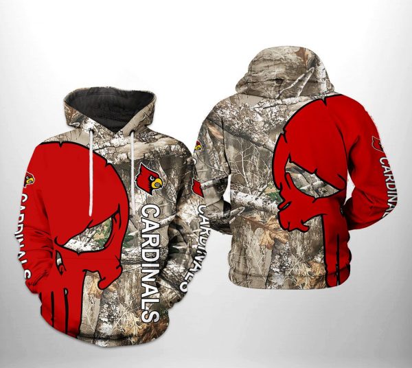 Louisville Cardinals NCAA Camo Veteran Hunting 3D Printed Hoodie/Zipper Hoodie