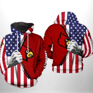 Louisville Cardinals NCAA US Flag 3D Printed Hoodie/Zipper Hoodie