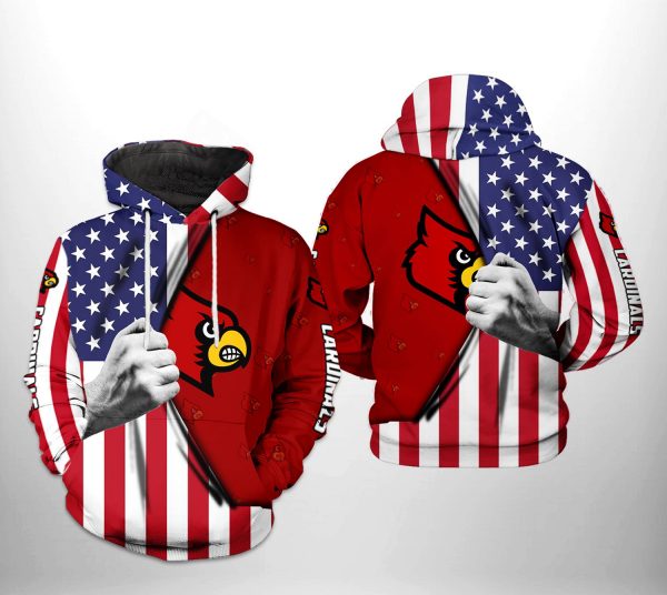 Louisville Cardinals NCAA US Flag 3D Printed Hoodie/Zipper Hoodie