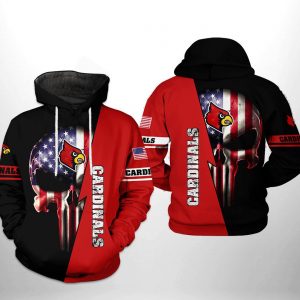 Louisville Cardinals NCAA US Flag Skull 3D Printed Hoodie/Zipper Hoodie