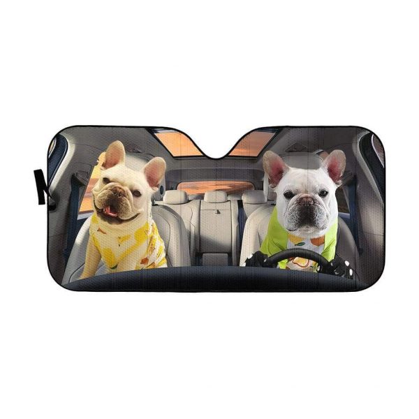 Love Bulldog Couple Car Auto Sun Shade