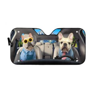 Love Bulldogs In Car Car Auto Sun Shade