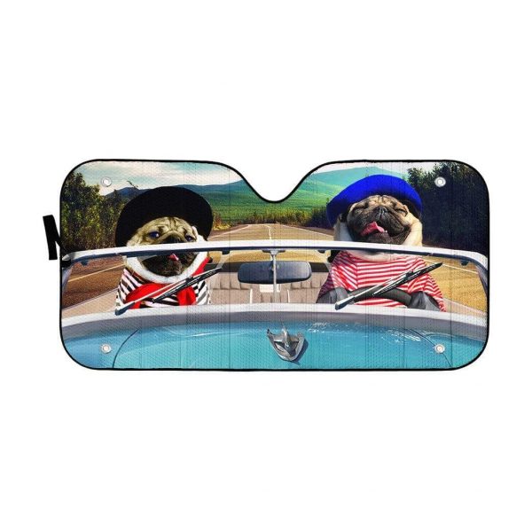 Love Pugs Driving Roadster Car Auto Sun Shade