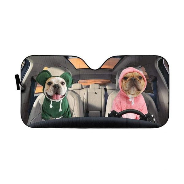 Lovely Hoodie Bulldog Couple Car Auto Sun Shade