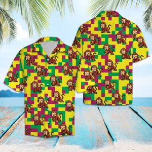 Lovely Monkey Hawaiian Shirt Summer Button Up