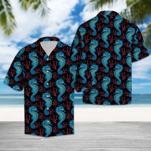 Lovely Sea Horse Hawaiian Shirt Summer Button Up