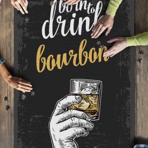 Male Hand Holding A Glass With Bourbon & Ice Cubes In A Hipster Poster Jigsaw Puzzle Set