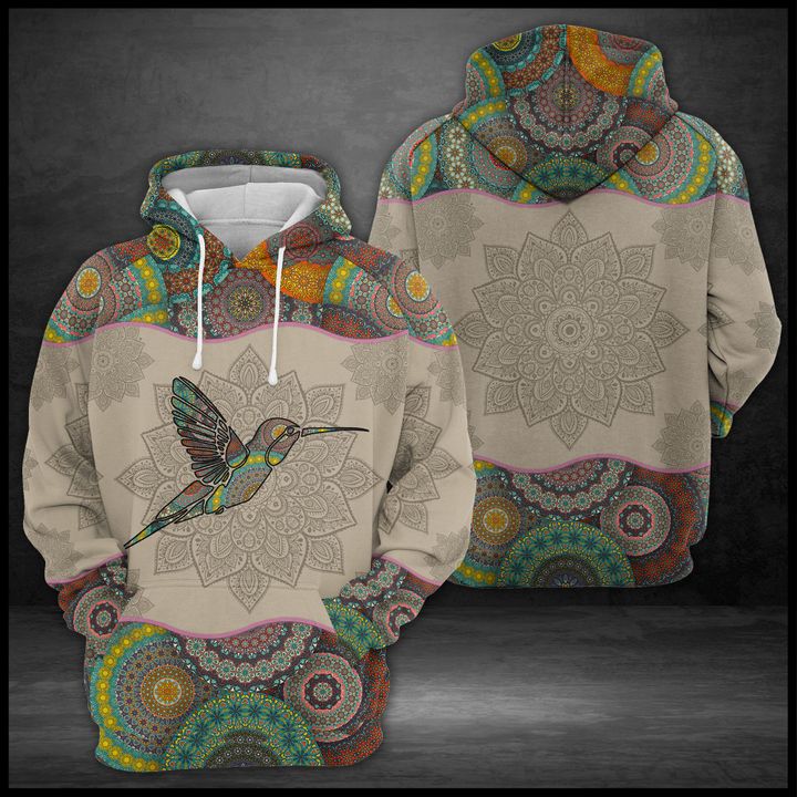 Mandala Hummingbird 3D Printed Hoodie/Zipper Hoodie Mandala Hummingbird 3D Printed Hoodie/Zipper Hoodie