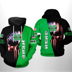 Marshall Thundering Herd NCAA US Flag Skull 3D Printed Hoodie/Zipper Hoodie