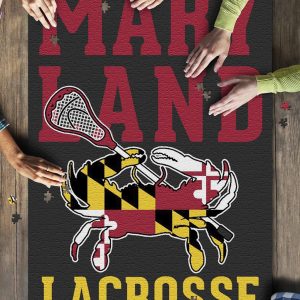 Maryland Crab Shaped Flag Lacrosse Stick Jigsaw Puzzle Set