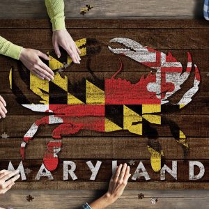 Maryland Dark Rustic State Flag Crab Jigsaw Puzzle Set