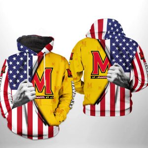 Maryland Terrapins NCAA US Flag 3D Printed Hoodie/Zipper Hoodie