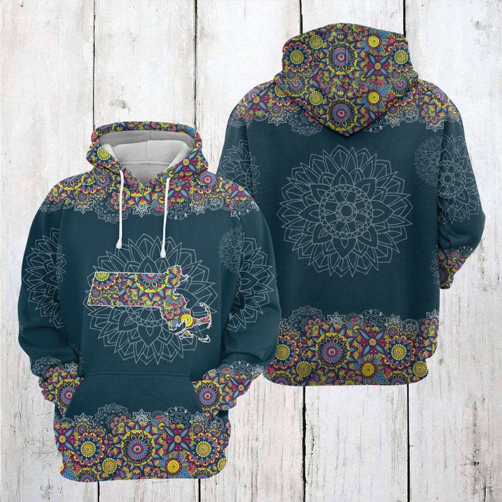 Massachusetts Mandala 3D Printed Hoodie/Zipper Hoodie Massachusetts Mandala 3D Printed Hoodie/Zipper Hoodie
