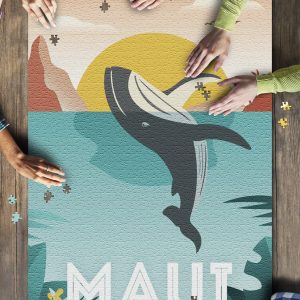 Maui, Hawaii Whale And Tropical Sunset Jigsaw Puzzle Set