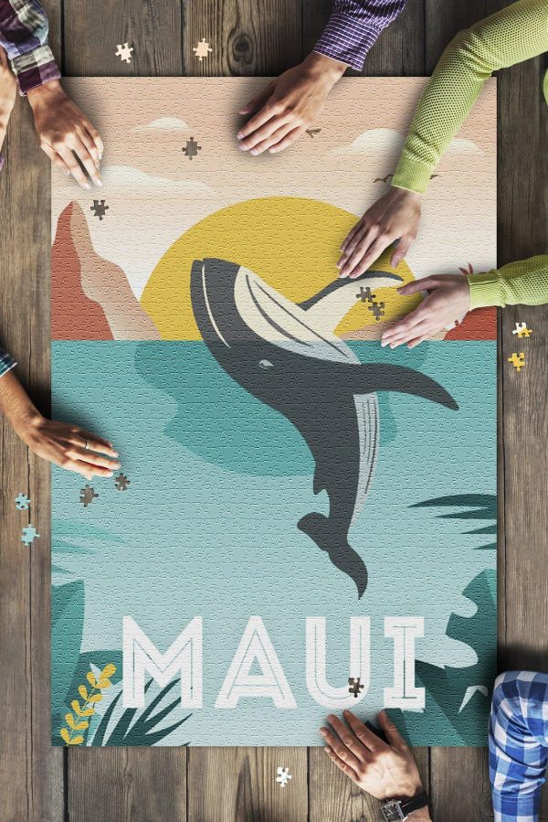 Maui, Hawaii Whale And Tropical Sunset Jigsaw Puzzle Set