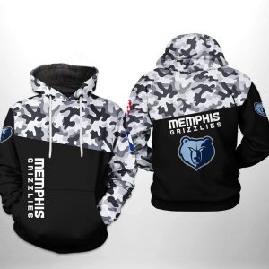 Memphis Grizzlies NBA Camo Veteran Team 3D Printed Hoodie/Zipper Hoodie