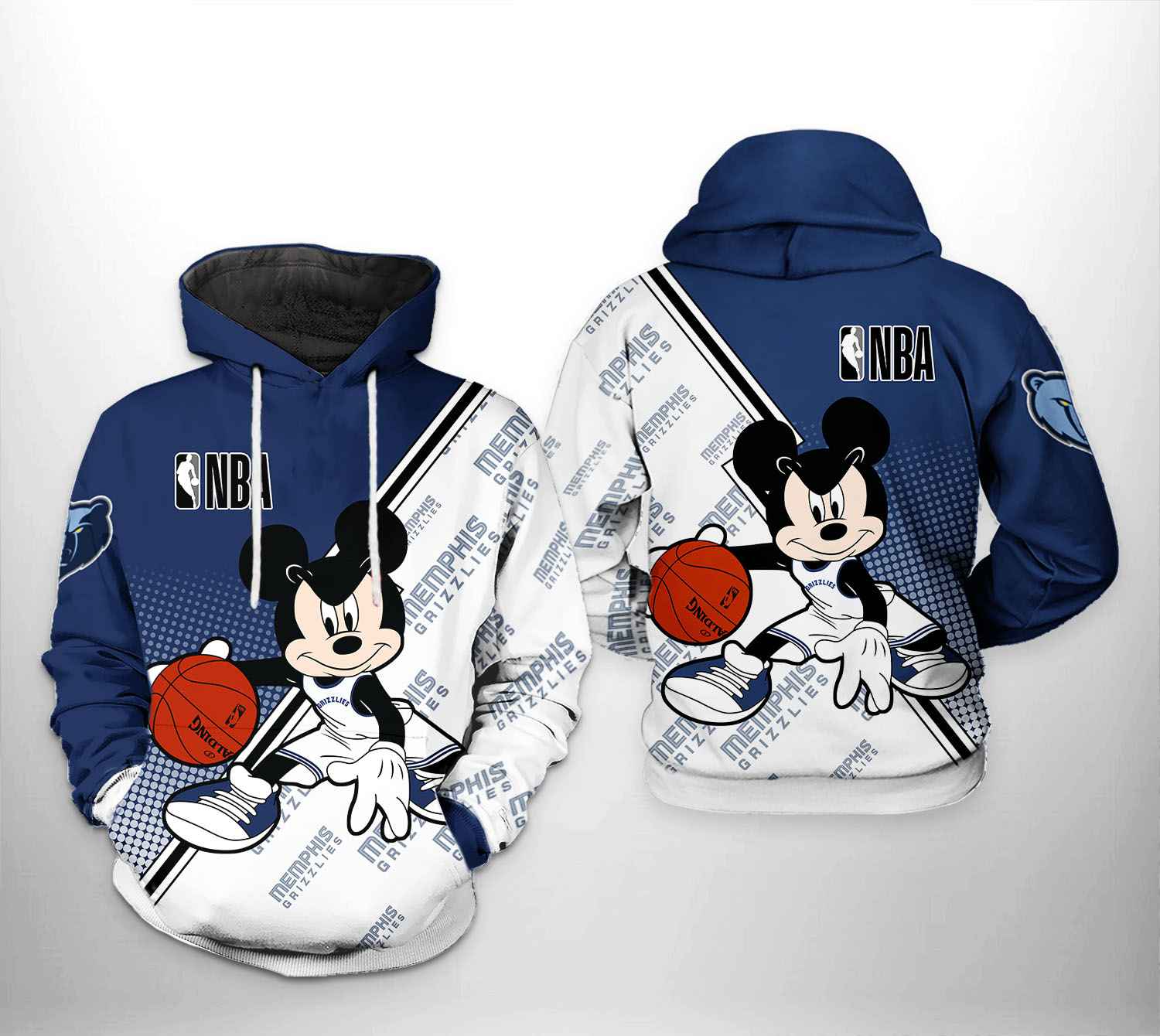 Memphis Grizzlies NBA Mickey 3D Printed Hoodie/Zipper Hoodie Memphis Grizzlies NBA Mickey 3D Printed Hoodie/Zipper Hoodie