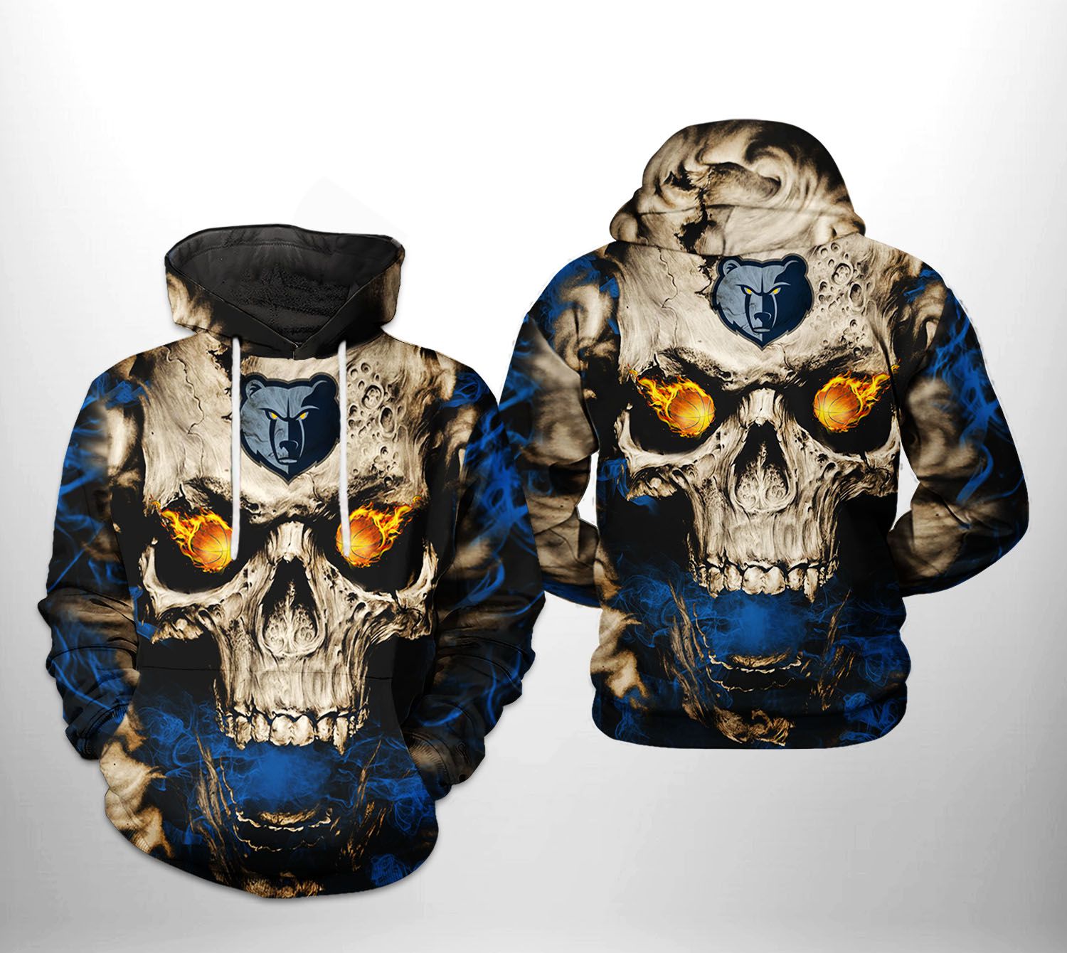 Memphis Grizzlies NBA Skull 3D Printed Hoodie/Zipper Hoodie Memphis Grizzlies NBA Skull 3D Printed Hoodie/Zipper Hoodie