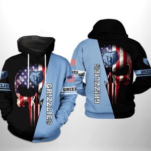 Memphis Grizzlies NBA US Flag Skull Team 3D Printed Hoodie/Zipper Hoodie