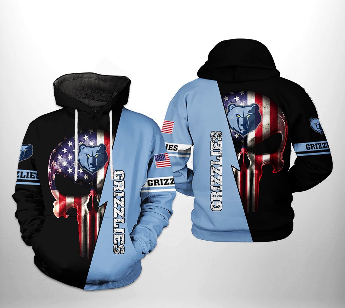 Memphis Grizzlies NBA US Flag Skull Team 3D Printed Hoodie/Zipper Hoodie Memphis Grizzlies NBA US Flag Skull Team 3D Printed Hoodie/Zipper Hoodie