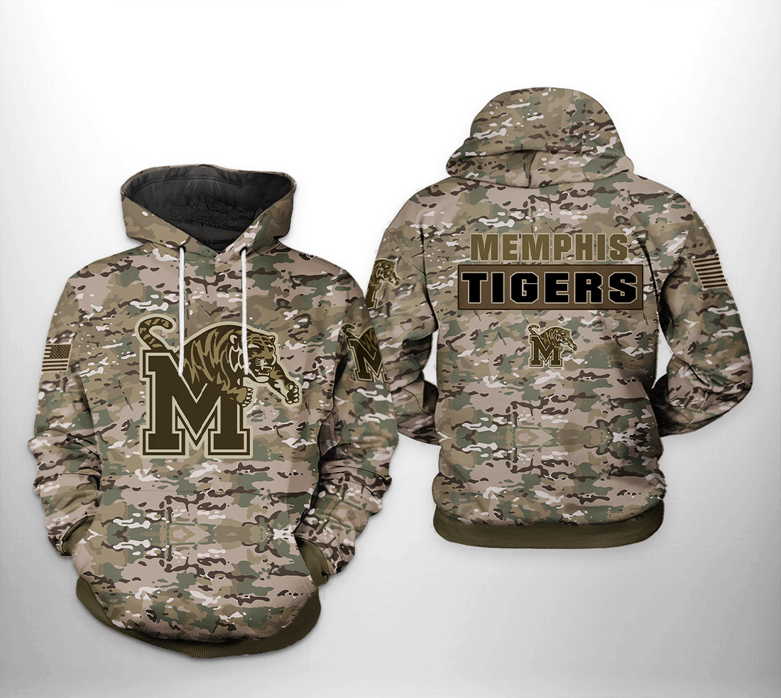 Memphis Tigers NCAA Camo Veteran 3D Printed Hoodie/Zipper Hoodie Memphis Tigers NCAA Camo Veteran 3D Printed Hoodie/Zipper Hoodie
