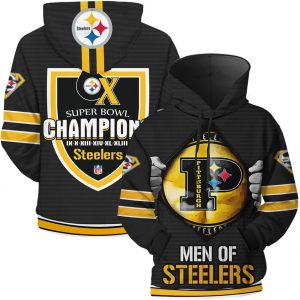 Men Of Steelers Pittsburgh Steelers Ribbing 3D Printed Hoodie/Zipper Hoodie