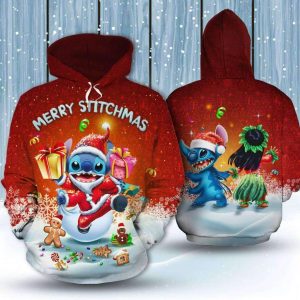 Merry Stichmas Cute Stitch Santa Art 3D Printed Hoodie/Zipper Hoodie