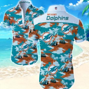 Miami Dolphins Coconut Tree Hawaiian Shirt Summer Button Up