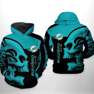 Miami Dolphins NFL Skull 3D Printed Hoodie/Zipper Hoodie