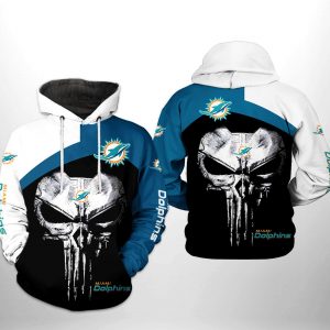 Miami Dolphins NFL Skull Punisher Team 3D Printed Hoodie/Zipper Hoodie